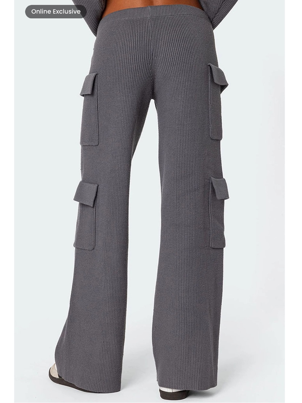 NWT Edikted Wynter Knit Cargo Pants - Gray SIZE XS and M - Picture 4 of 8